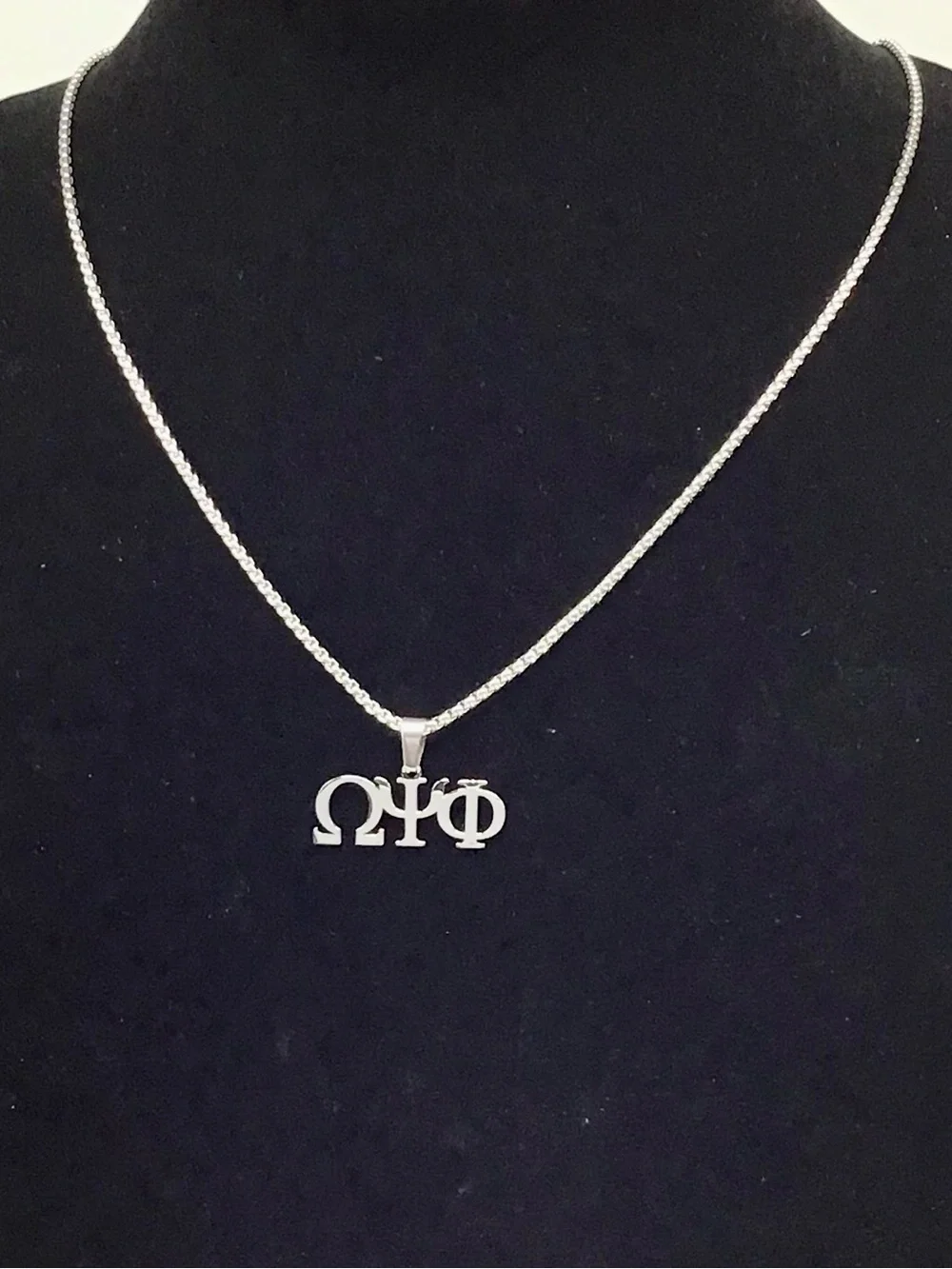 Omega Psi Phi Silver Stainless steel Greek Letter Necklace